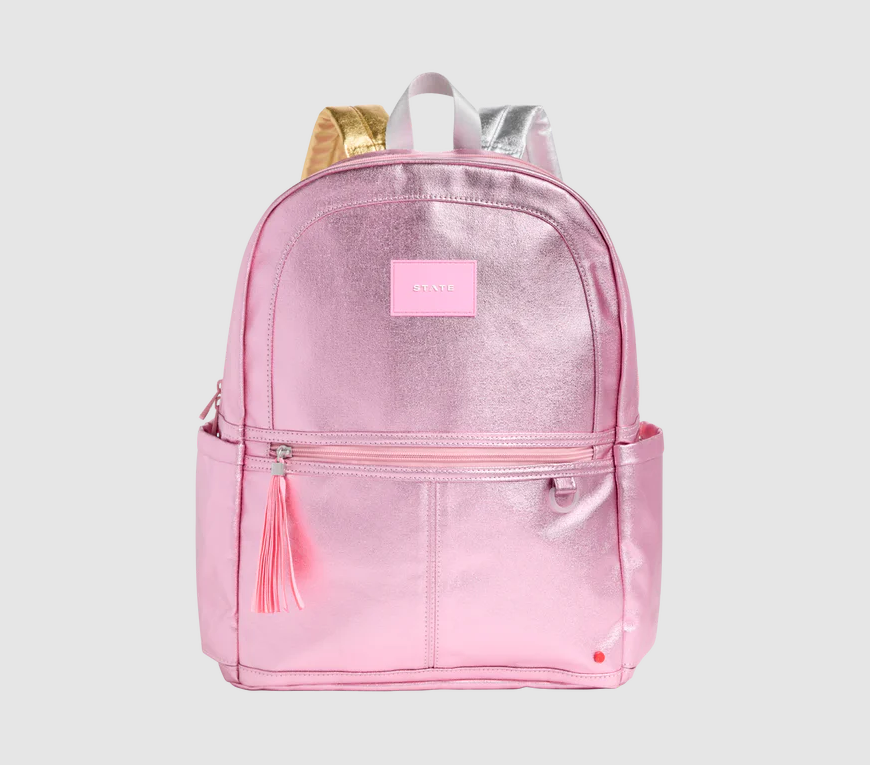 Metallic Pink Silver Kane Double Pocket Large Backpack – SBT Stitches