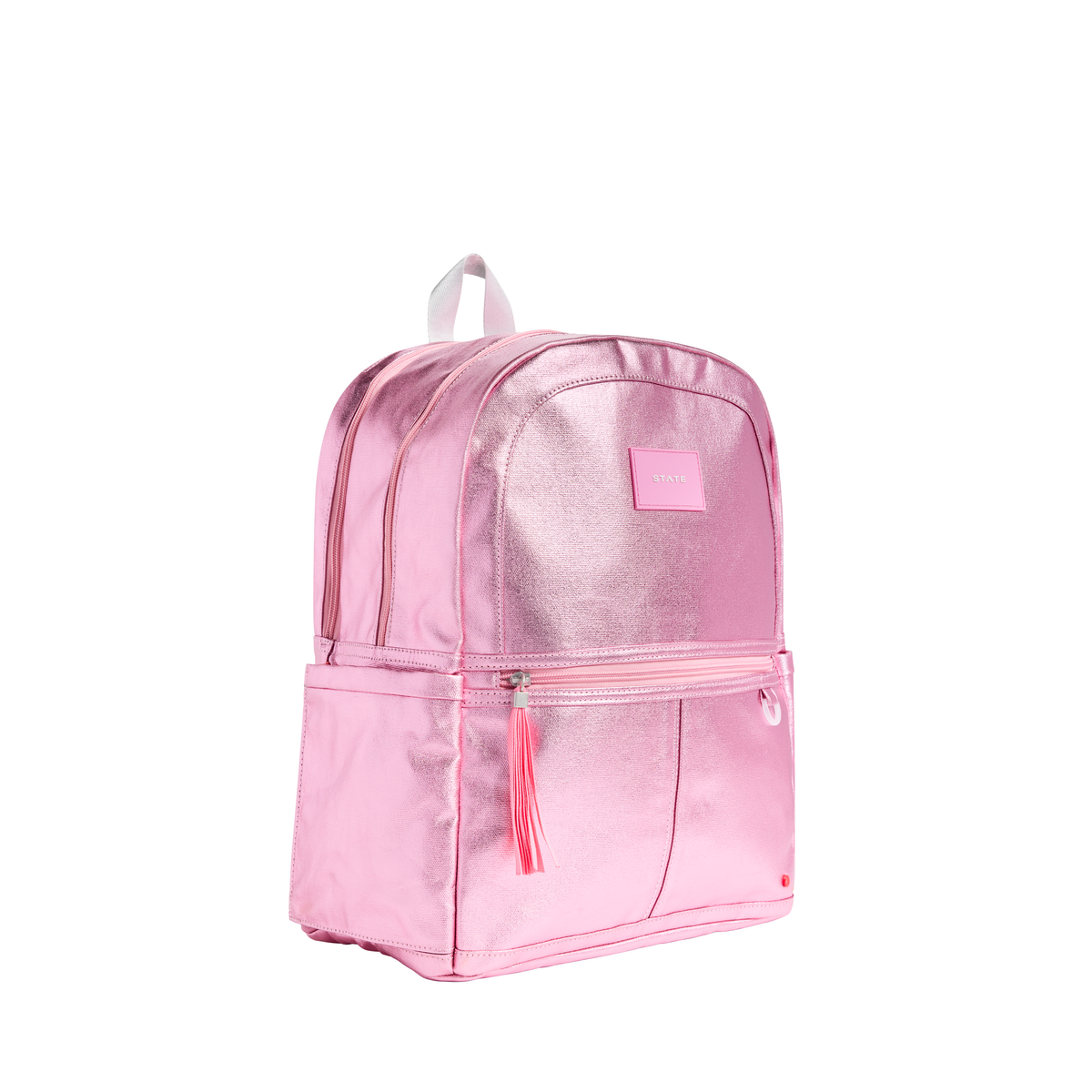 Pink Silver Kane Double Pocket Backpack