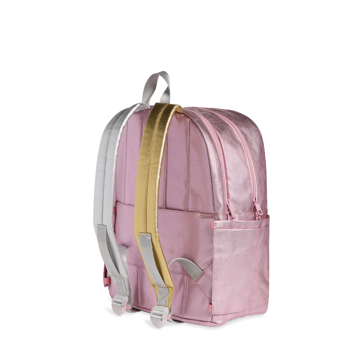Pink Silver Kane Double Pocket Backpack