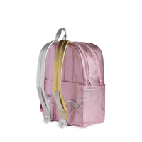 Pink Silver Kane Double Pocket Backpack