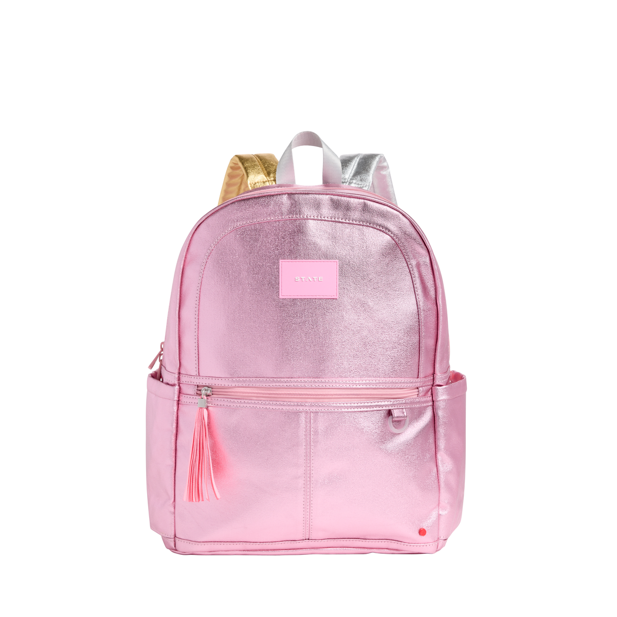 Pink Silver Kane Double Pocket Backpack