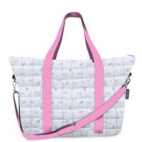 White Scrunchie Puffer Tote with Cherry and Bow Pattern