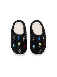 Indoor / Outdoor Slippers - Kids - Lightning Bolts - Black