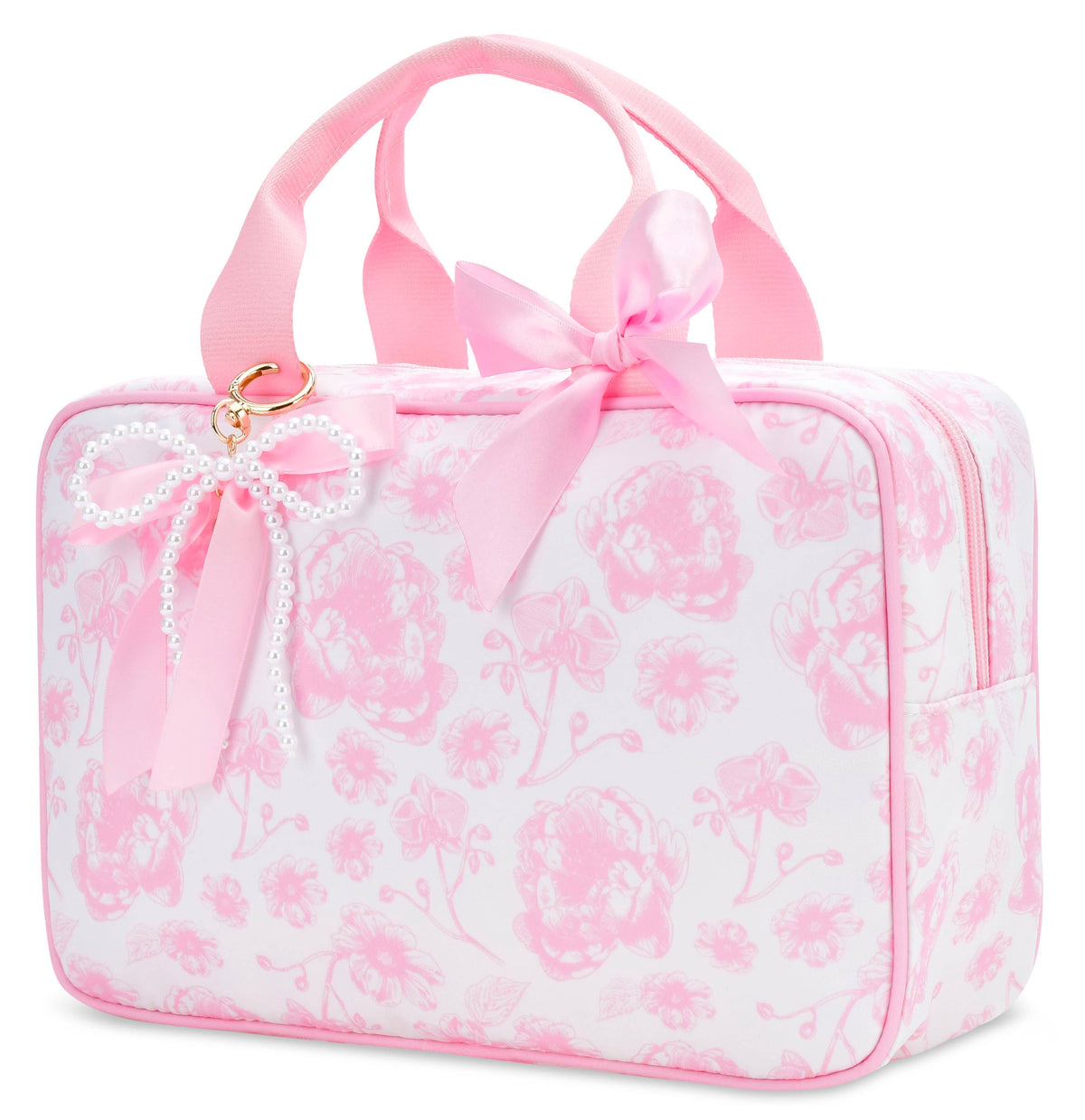 Pretty Pink Toile Large Cosmetic Bag