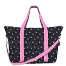 Black Scrunchie Puffer Tote with Cherry Pattern