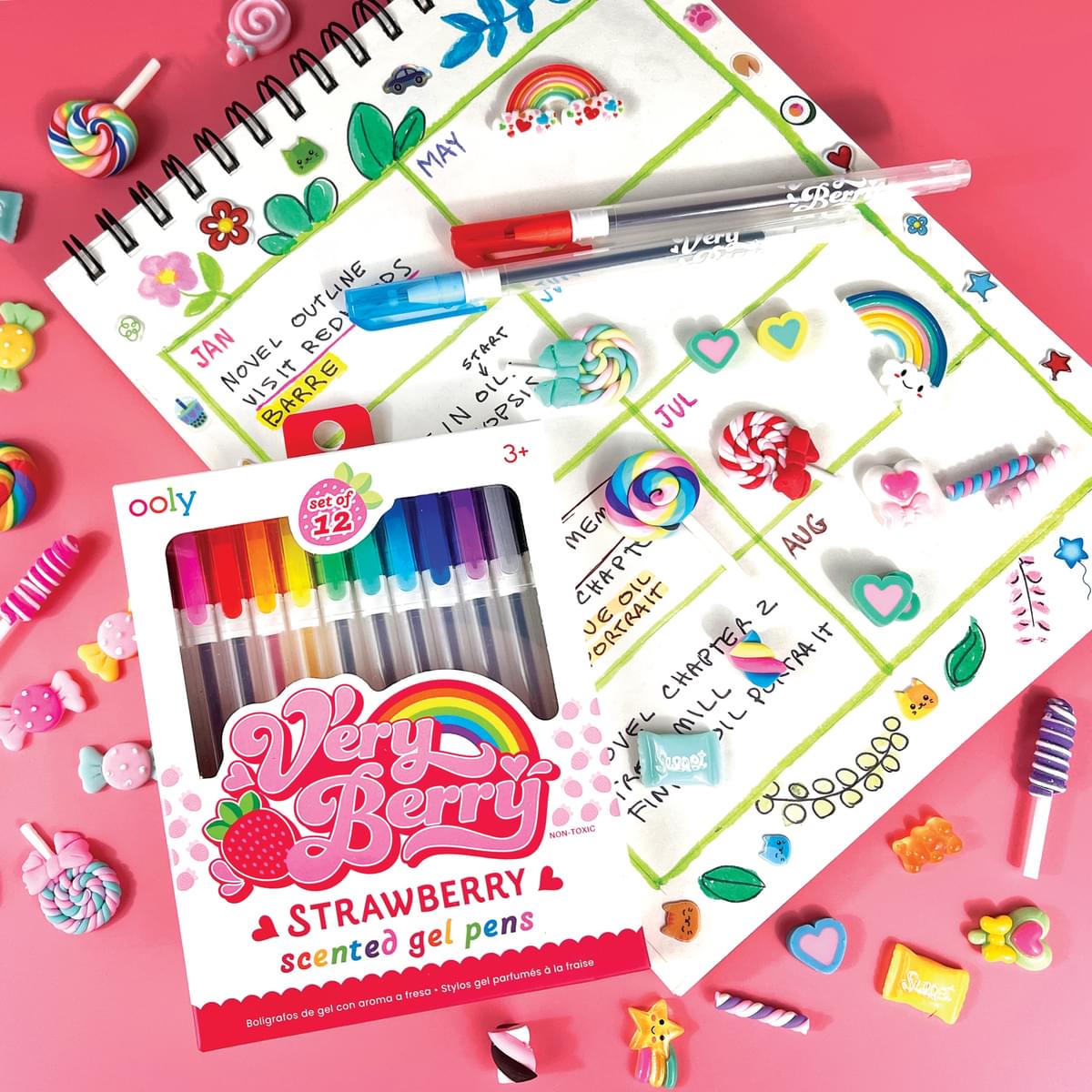 Very Berry Strawberry Scented Gel Pens