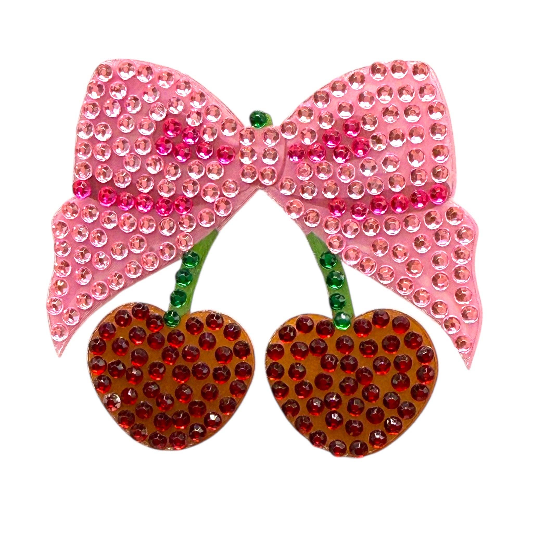 Cherry Bow 2" Rhinestone StickerBean