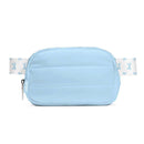 Blue Puffer Belt Bag with Blue Bow Strap