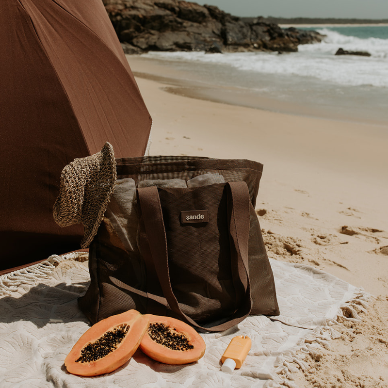 Beach Hauler™ - Mini Mesh Beach Bag – Espresso