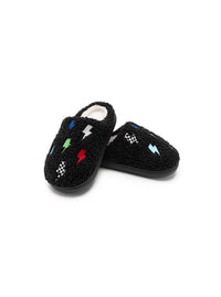 Indoor / Outdoor Slippers - Kids - Lightning Bolts - Black