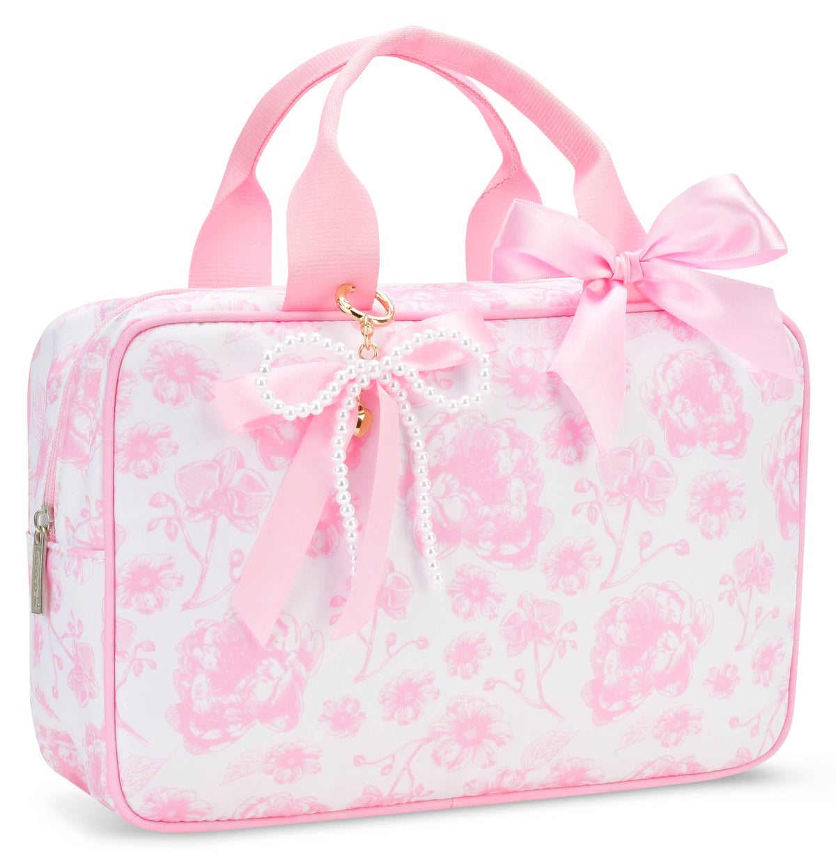 Pretty Pink Toile Large Cosmetic Bag