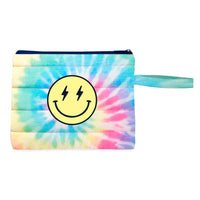 Tie dye Pastel Delight with Happy Face Puffer Wet Bag