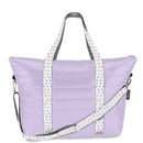 Purple Puffer Tote with Rainbow heart Straps
