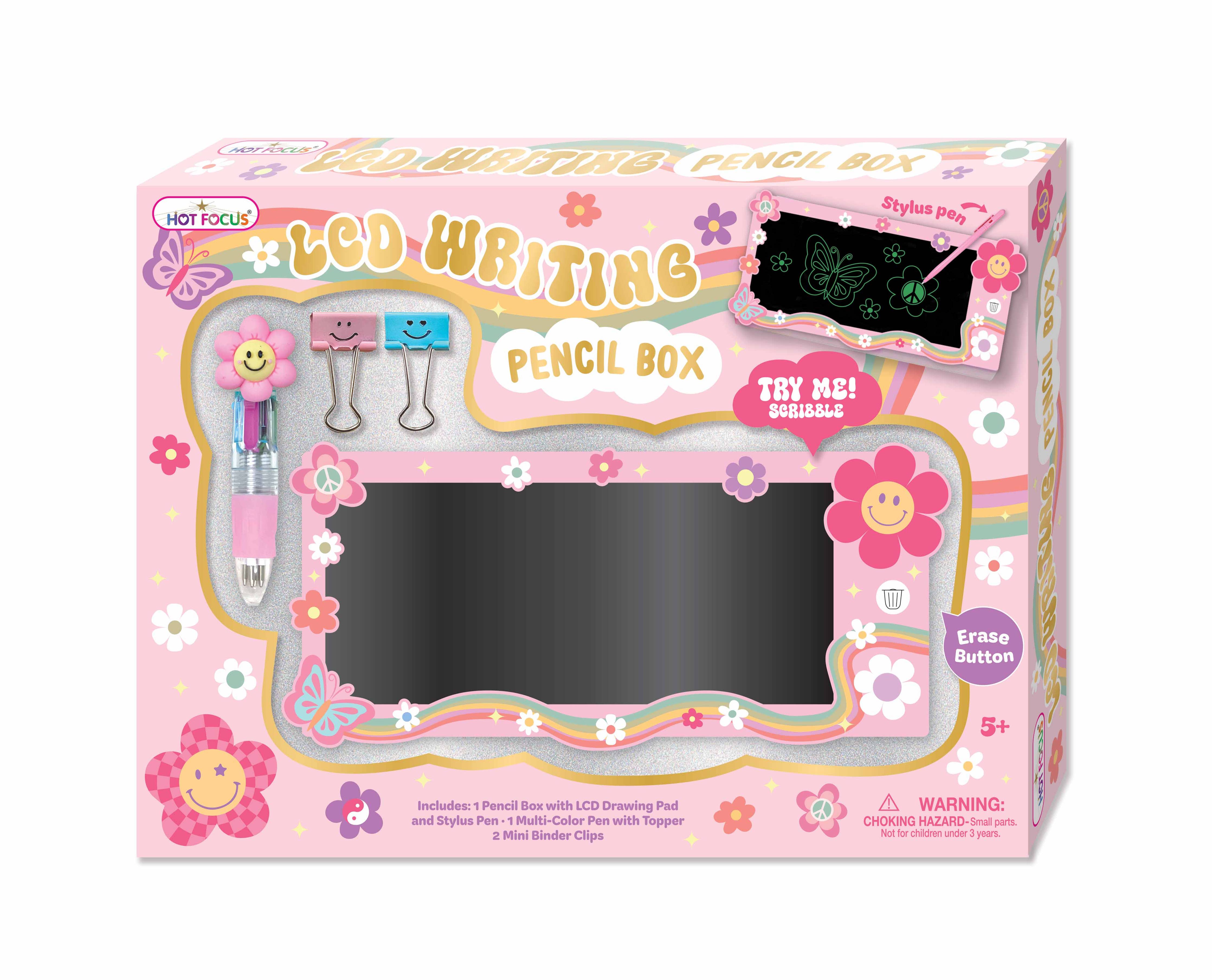 LCD Writing Board Pencil Box, Groovy Flower