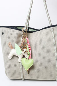 Barbie 1 Bag Charm - Key Chain Barbie / Green Heart / White & Green Flying Horse