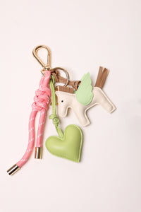 Barbie 1 Bag Charm - Key Chain Barbie / Green Heart / White & Green Flying Horse