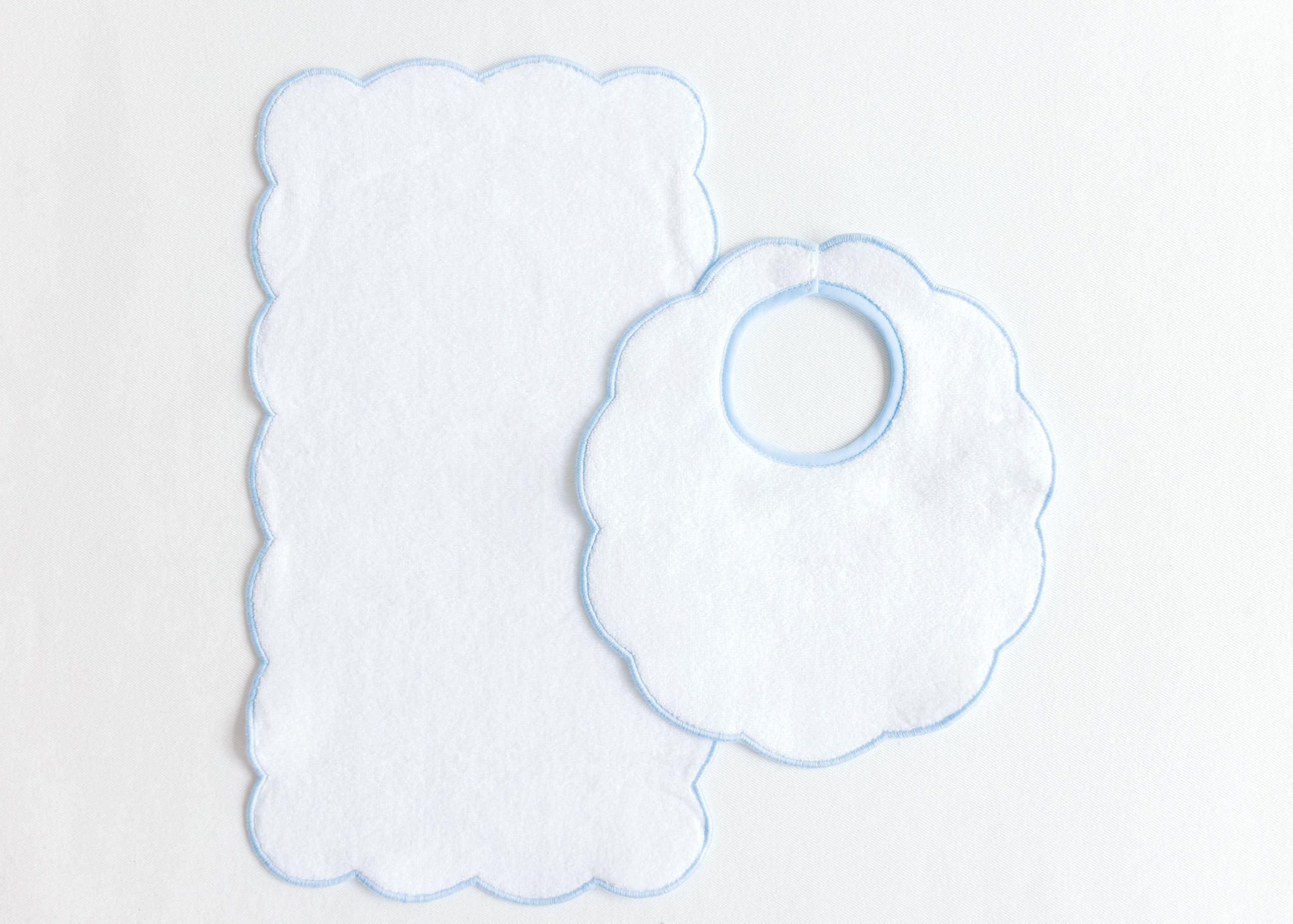 Scalloped Edge Bib & Burp Set