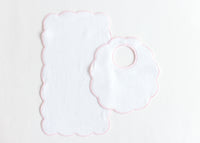 Scalloped Edge Bib & Burp Set