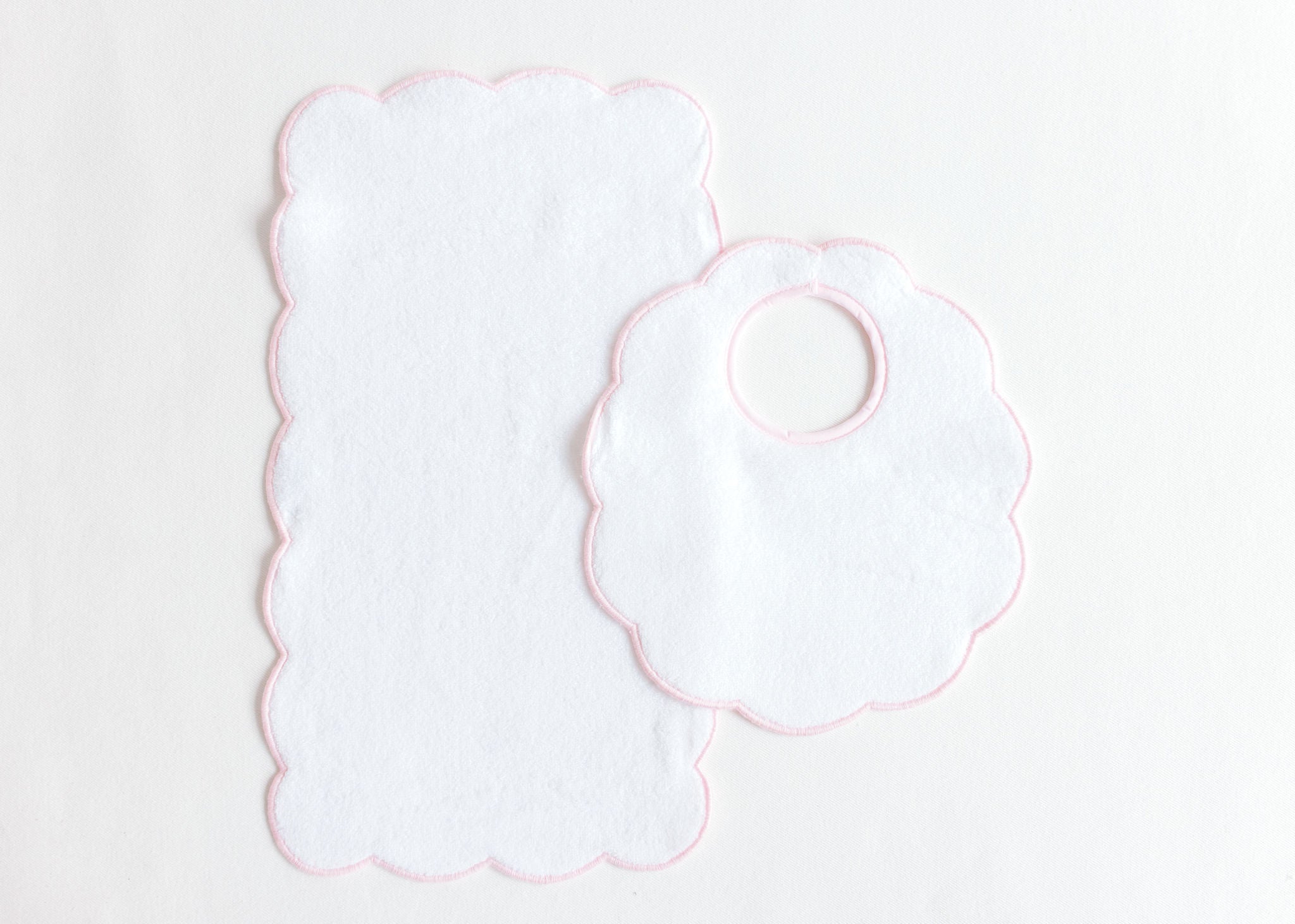 Scalloped Edge Bib & Burp Set