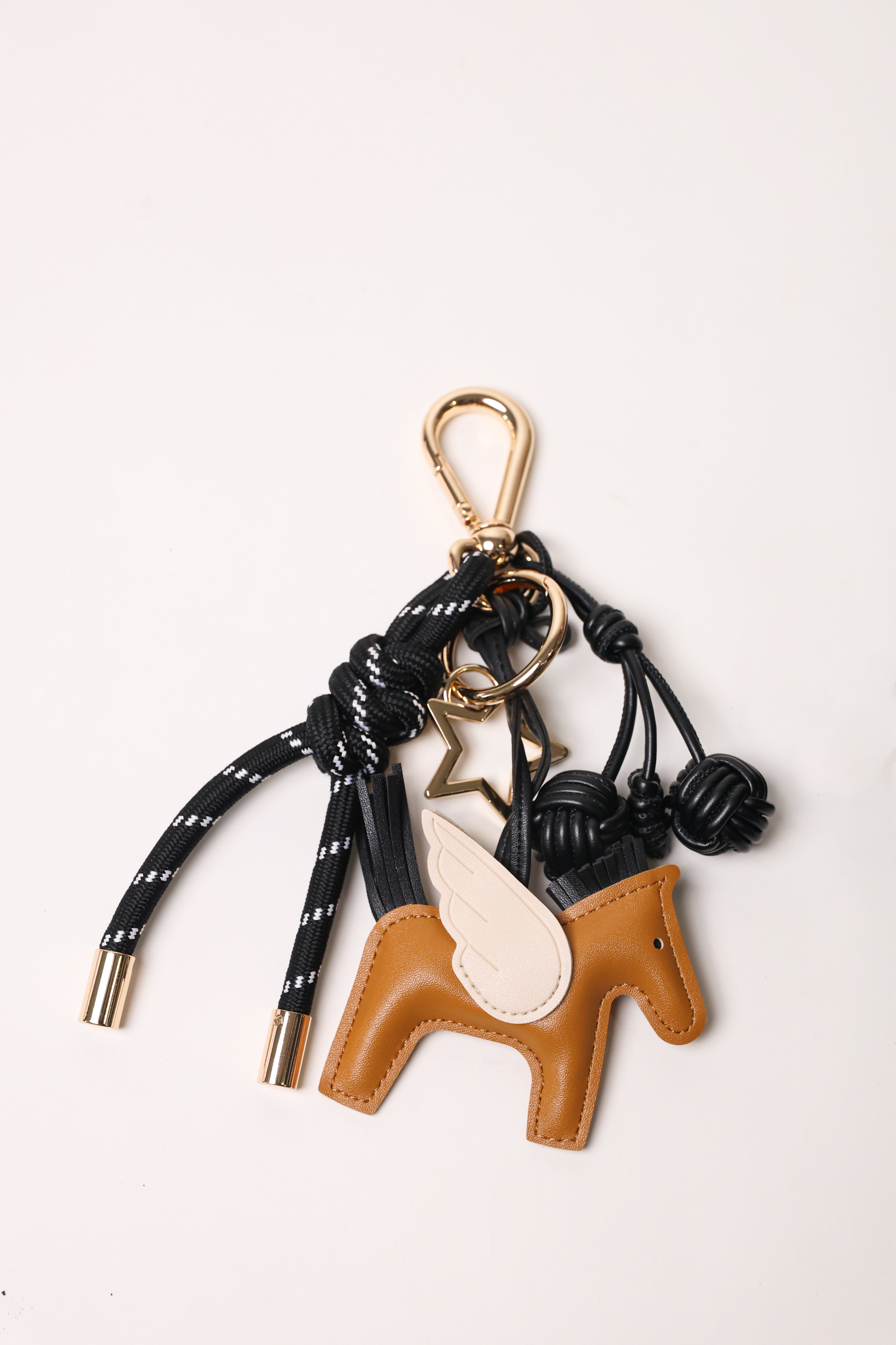 Black 1 Bag Charm - Key Chain Black / Black Cherries / Brown Flying Horse