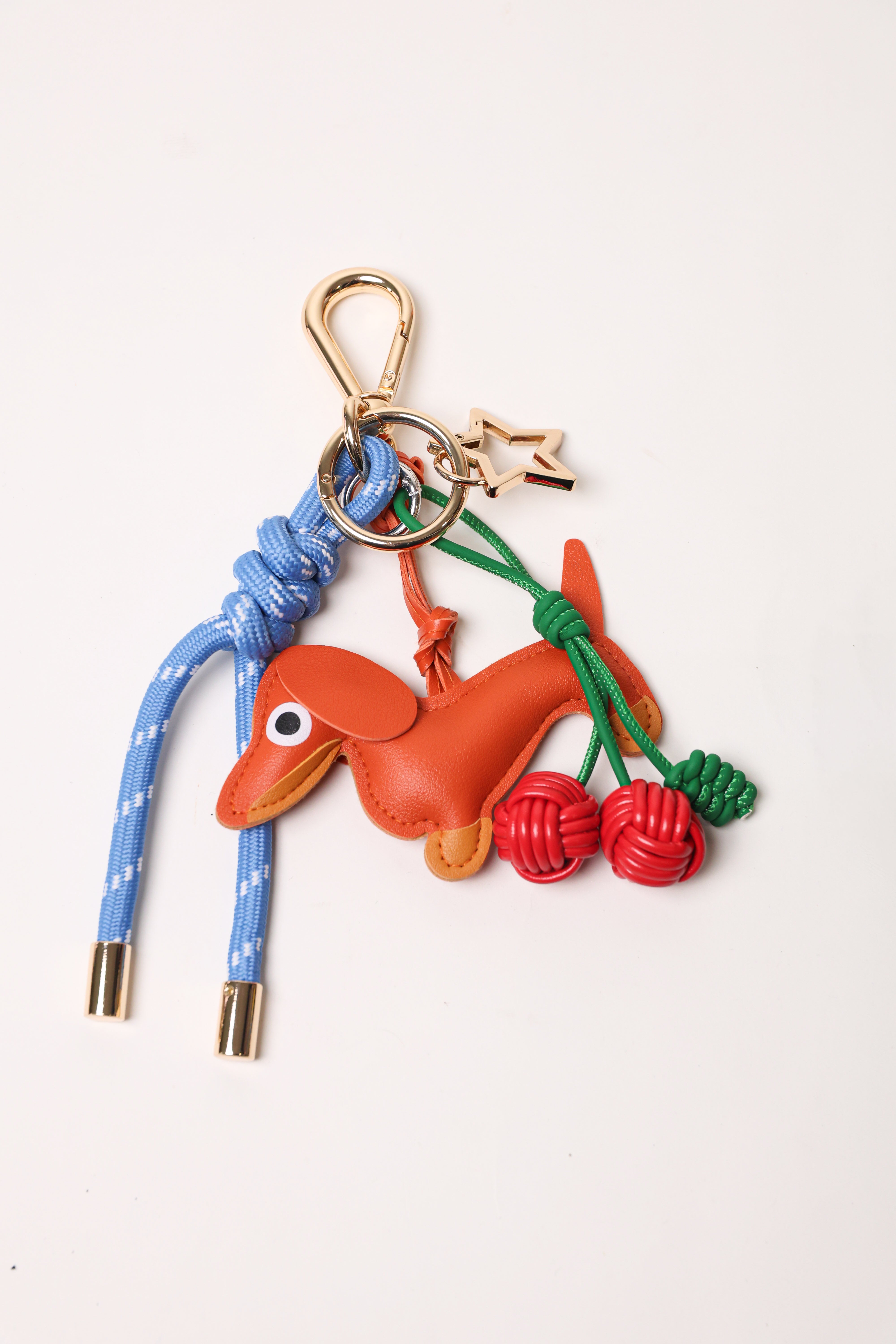Blue 1 Bag Charm - Key Chain Blue / Orange Dog / Red Cherries
