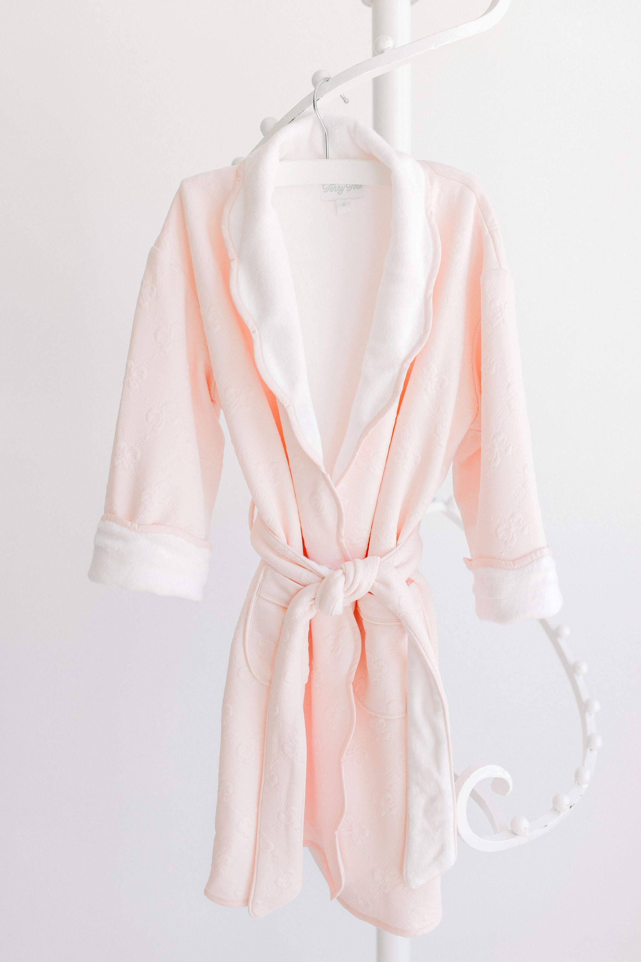 Pink Jacquard Bows Kids Robe