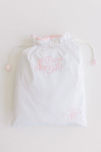 White w/ Pink Scalloped Trim Kids Robe