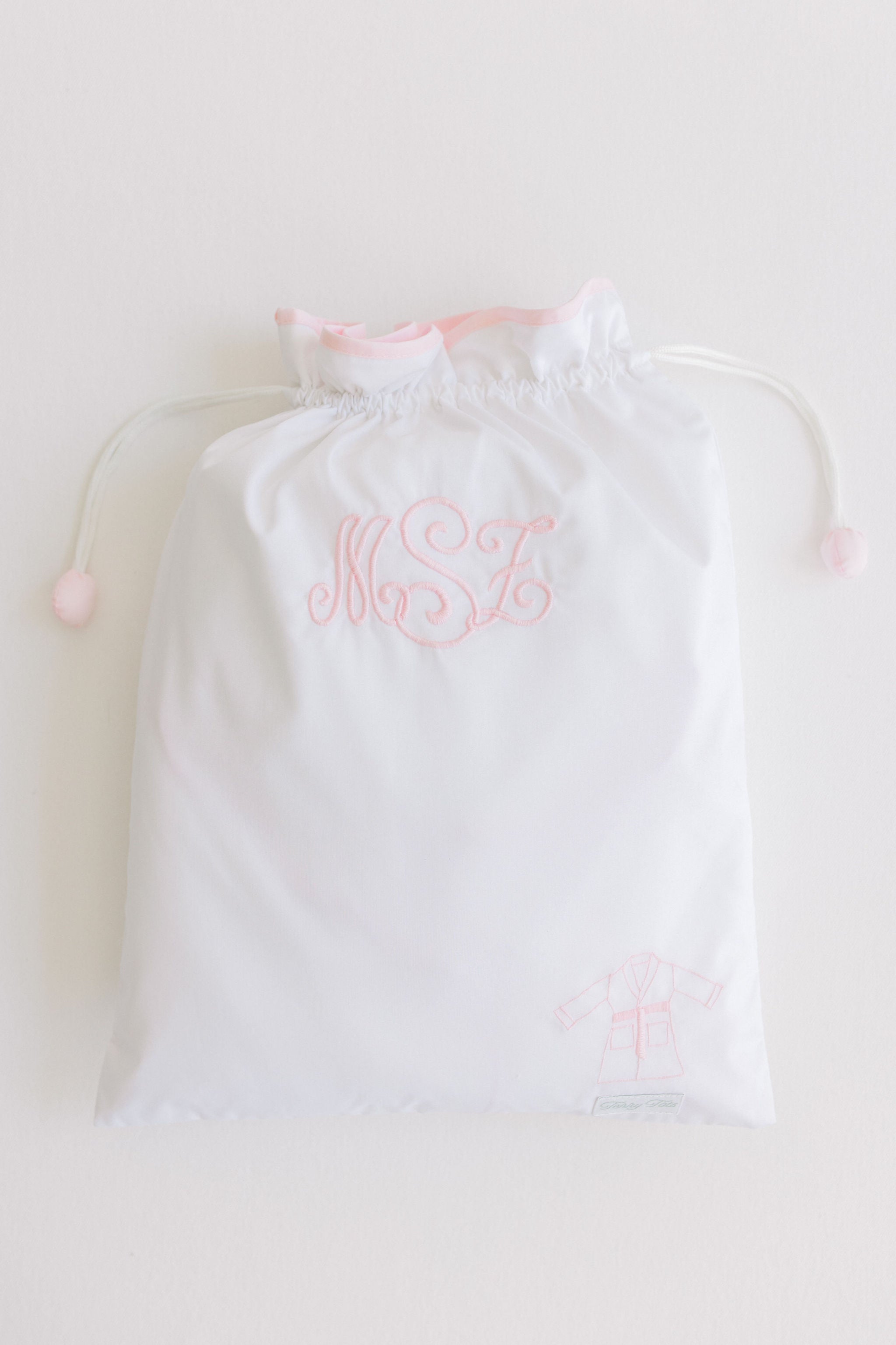 White w/ Pink Scalloped Trim Kids Robe