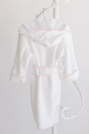 White w/ Pink Scalloped Trim Kids Robe