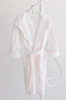 White w/ Pink Scalloped Trim Kids Robe