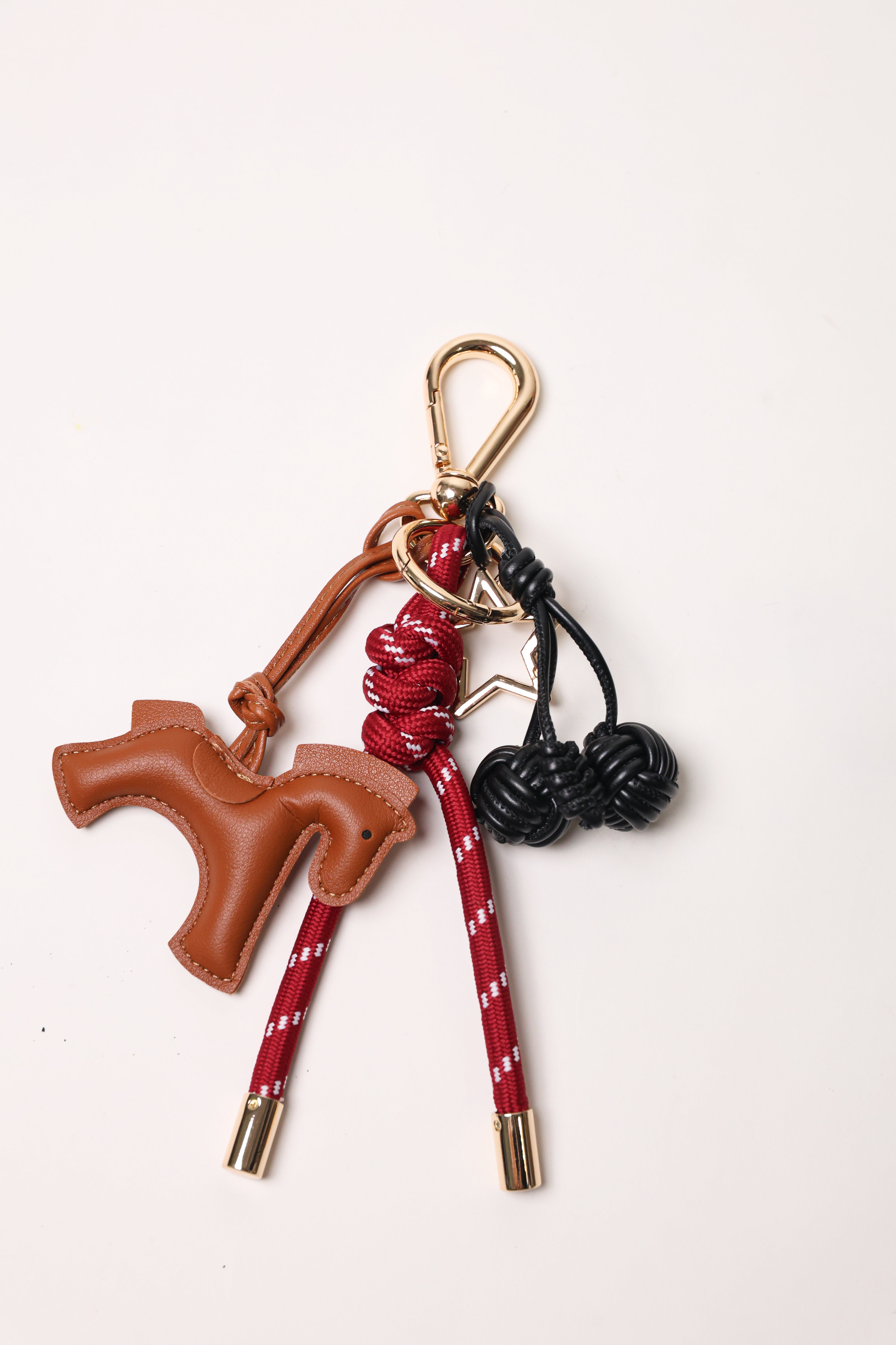Burgundy 1 Bag Charm - Key Chain Burgundy / Brown Horse / Black Cherries