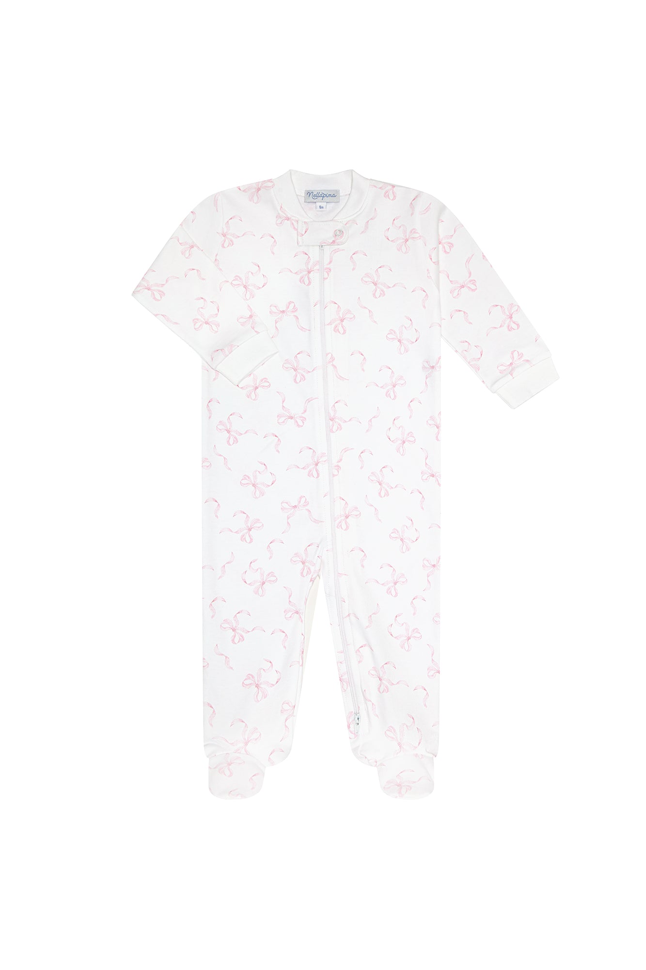 Charming Bows Print Zipper Footie