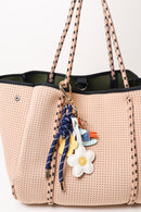 Deep 2 Bag Charm - Key Chain Deep Blue / Yellow Daisies / Blue Rocking Horse