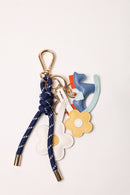 Deep 2 Bag Charm - Key Chain Deep Blue / Yellow Daisies / Blue Rocking Horse