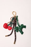 Espresso 1 Bag Charm - Key Chain Espresso / Green Horse / Red Heart Cherries
