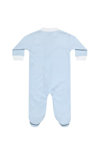 Blue Gingham Print Zipper Footie