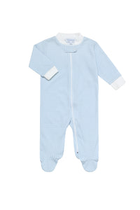 Blue Gingham Print Zipper Footie