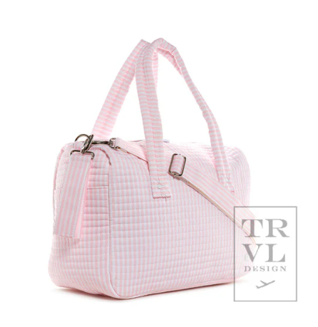 Quilted Pimlico Stripe Pink Stroller Bag