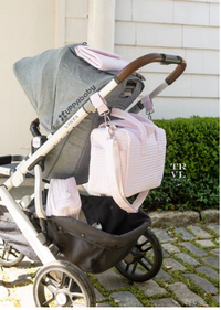 Quilted Pimlico Stripe Pink Stroller Bag