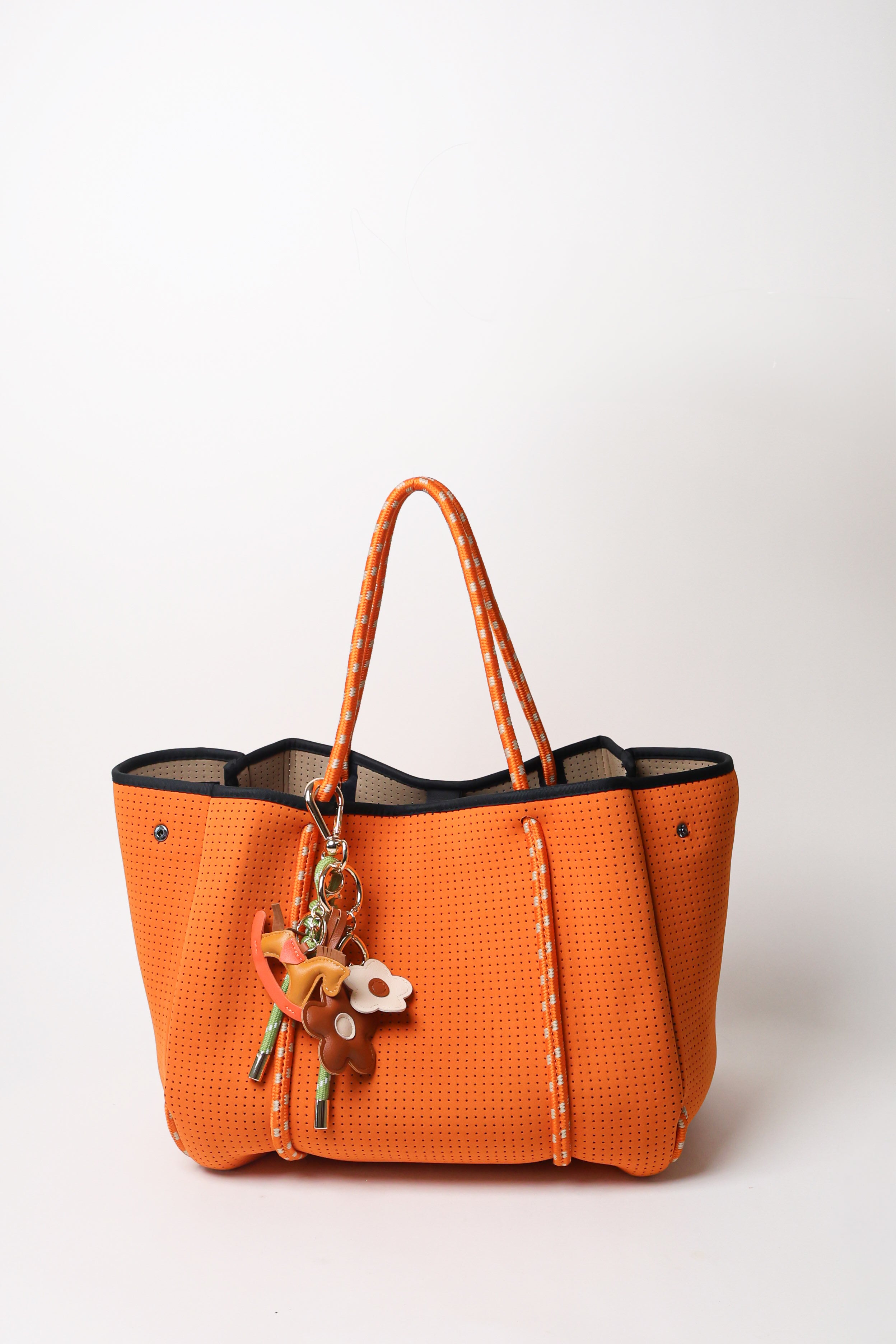 Safari 2 Bag Charm - Key Chain Safari / Brown Rocking Horse / Brown Daises