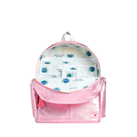 Metallic Pink Silver Kane Double Pocket Large Backpack