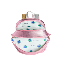 Metallic Pink Silver Kane Double Pocket Large Backpack