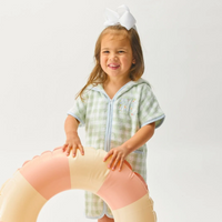 Sea Foam Gingham Kids' Cover Up