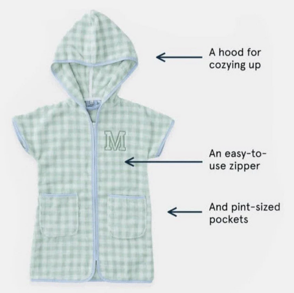 Sea Foam Gingham Kids' Cover Up