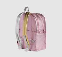 Metallic Pink Silver Kane Double Pocket Large Backpack