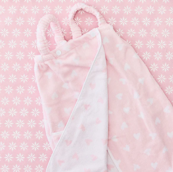 Kids Pink Hearts Towel Wrap