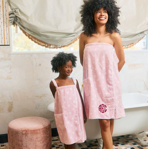 Adult Pink Hearts Towel Wrap