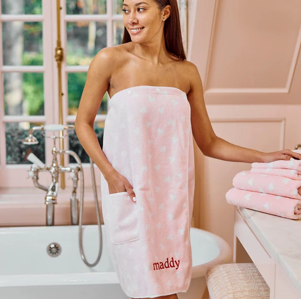Adult Pink Hearts Towel Wrap