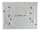 White Linen Bees Challah Cover