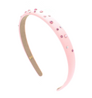 Thin Satin Headband w/Crystals